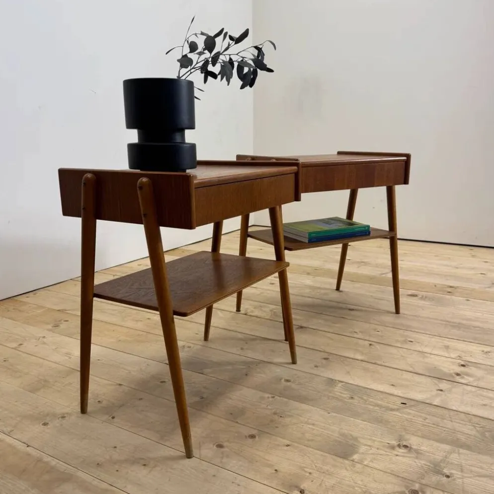 Paire de tables de chevet en teck par AB Carlström, 1960