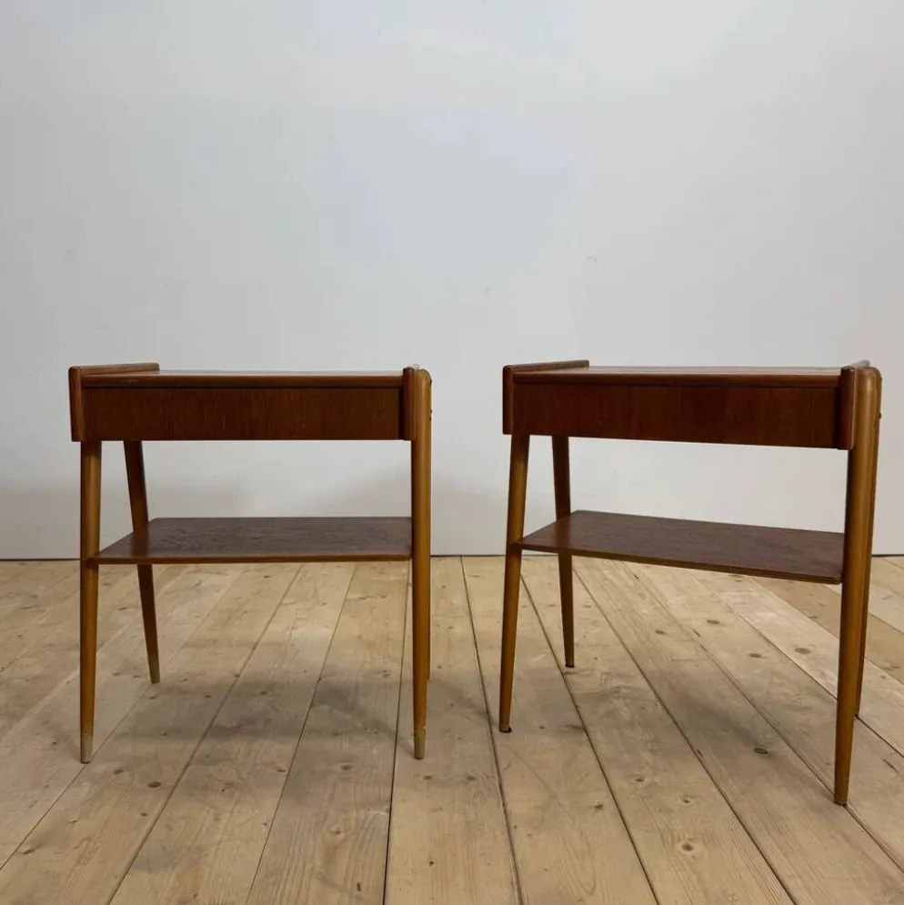 Paire de tables de chevet en teck par AB Carlström, 1960