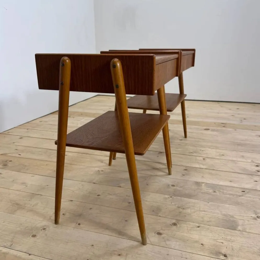 Paire de tables de chevet en teck par AB Carlström, 1960