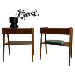 Paire de tables de chevet en teck par AB Carlström, 1960