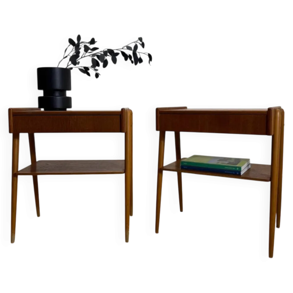 Paire de tables de chevet en teck par AB Carlström, 1960