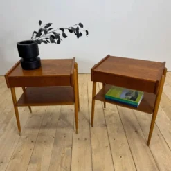 Paire de tables de chevet en teck par AB Carlström, 1960