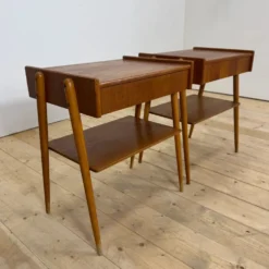 Paire de tables de chevet en teck par AB Carlström, 1960