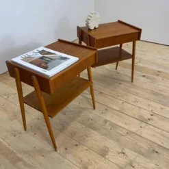 Paire de tables de chevet en teck par AB Carlström, 1960