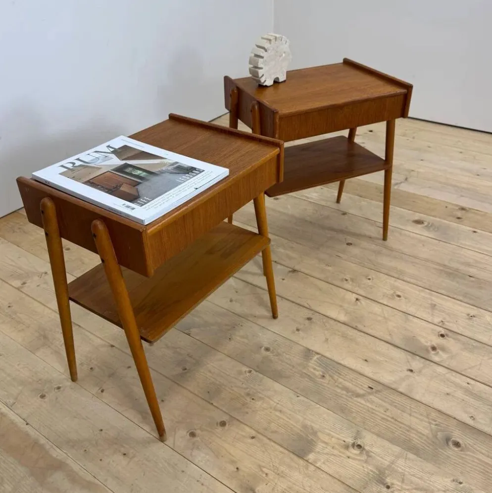 Paire de tables de chevet en teck par AB Carlström, 1960