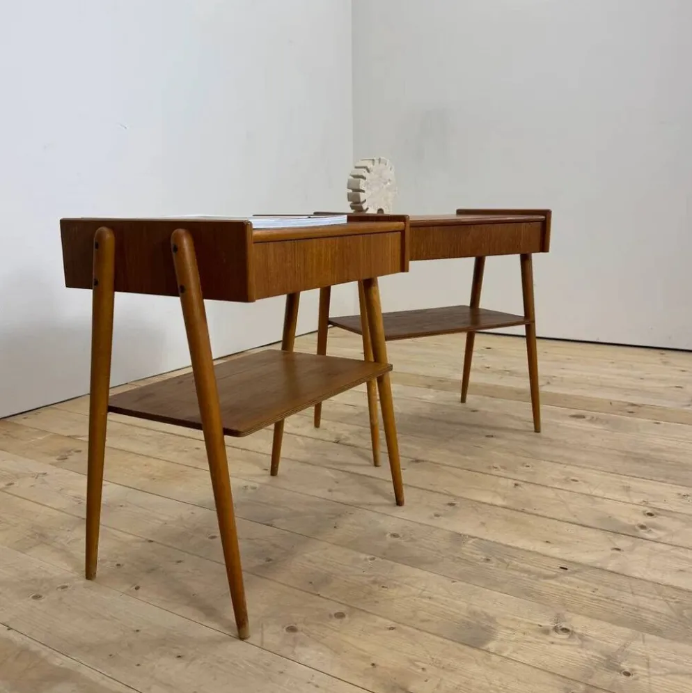 Paire de tables de chevet en teck par AB Carlström, 1960