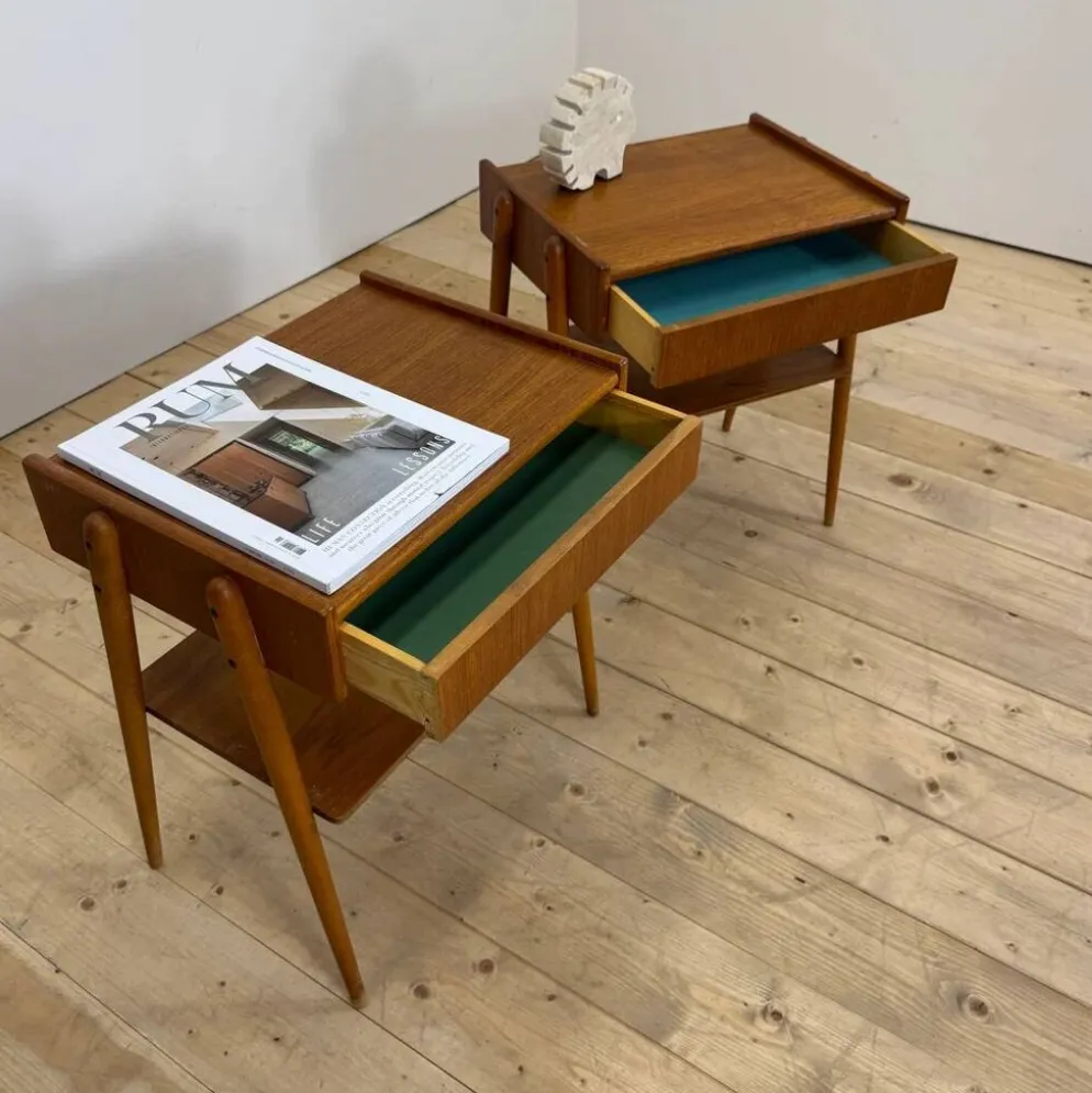 Paire de tables de chevet en teck par AB Carlström, 1960
