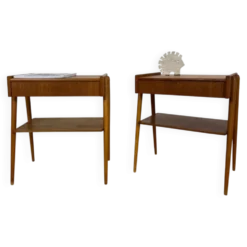 Paire de tables de chevet en teck par AB Carlström, 1960