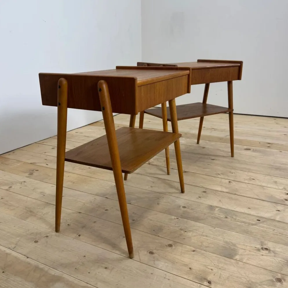 Paire de tables de chevet en teck par AB Carlström, 1960
