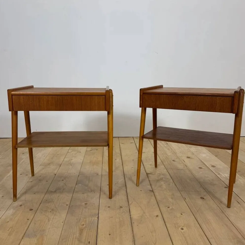 Paire de tables de chevet en teck par AB Carlström, 1960