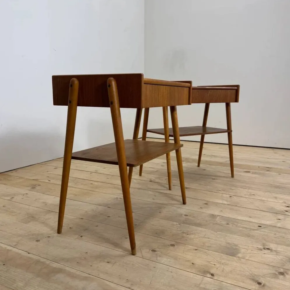 Paire de tables de chevet en teck par AB Carlström, 1960