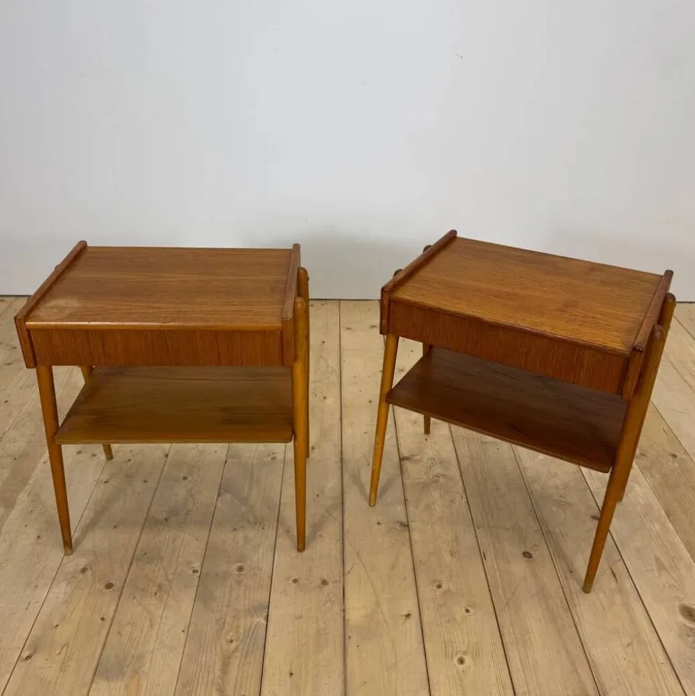 Paire de tables de chevet en teck par AB Carlström, 1960