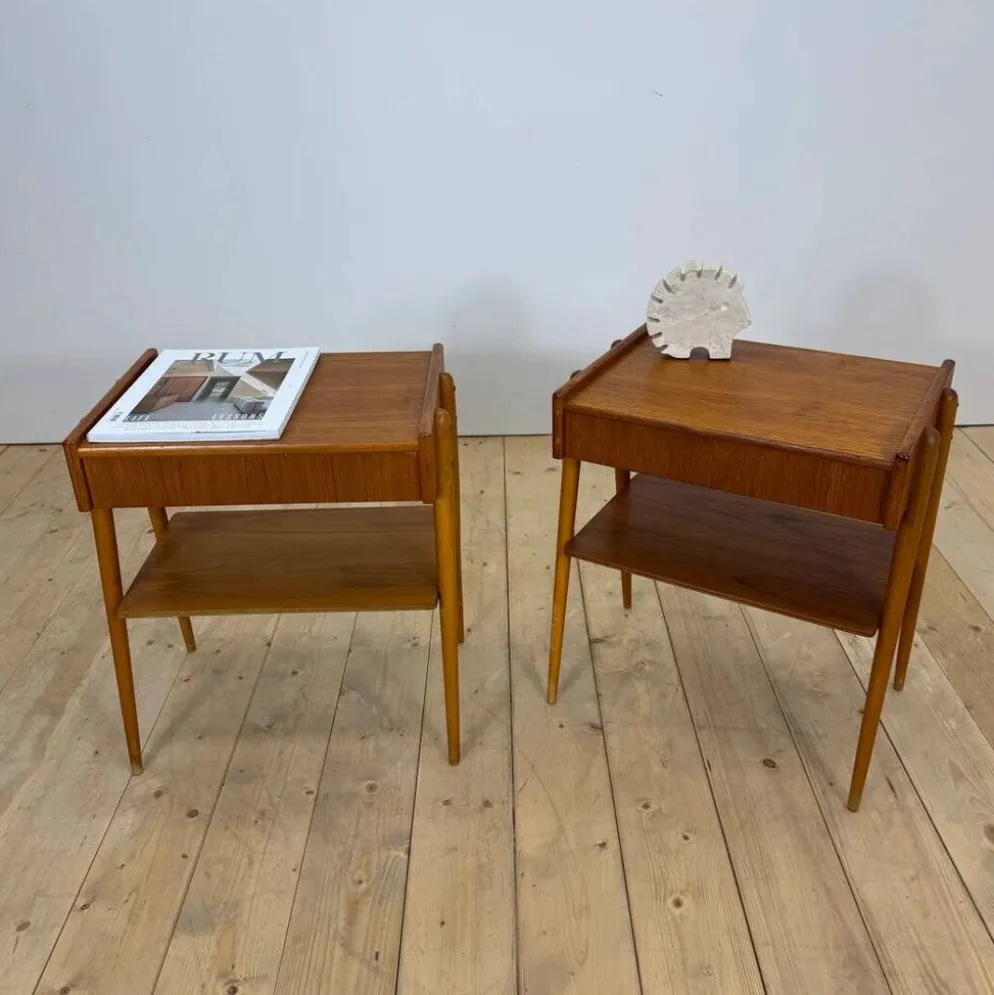 Paire de tables de chevet en teck par AB Carlström, 1960