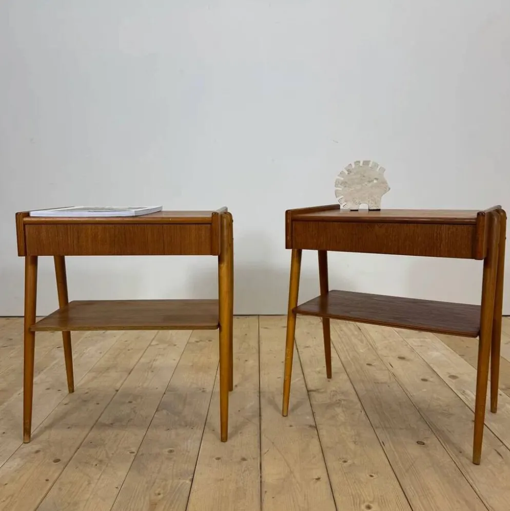 Paire de tables de chevet en teck par AB Carlström, 1960