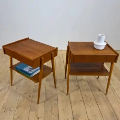 Paire de tables de chevet en teck AB Carlström, 1960