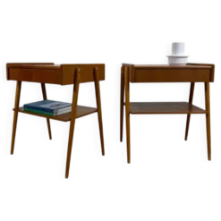 Paire de tables de chevet en teck AB Carlström, 1960