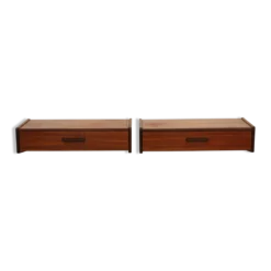 Paire de tables de chevet flottantes danoises en teck, années 1970