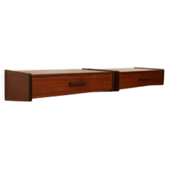 Paire de tables de chevet flottantes danoises en teck, années 1970