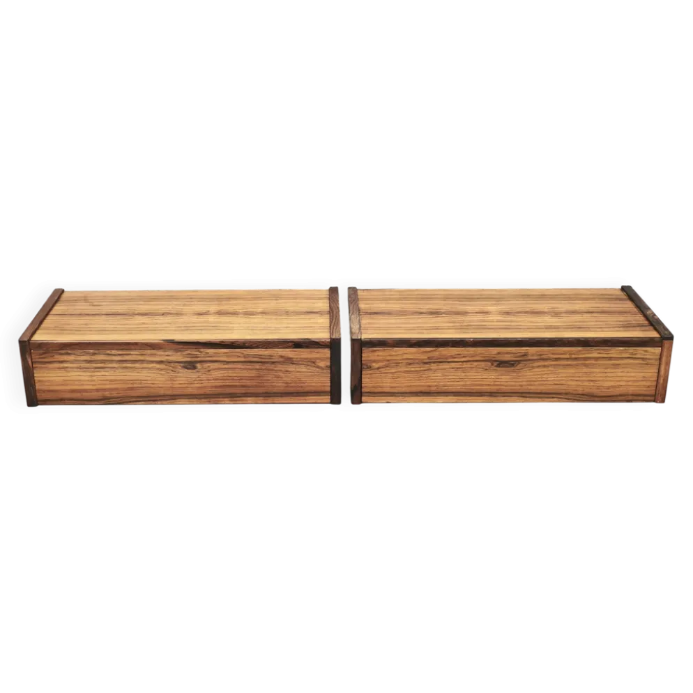 Paire de tables de chevet flottantes en palissandre danois, années 1960