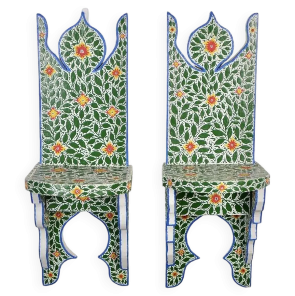 Paire de tables de chevet ou étagères tunisiennes peintes à la main