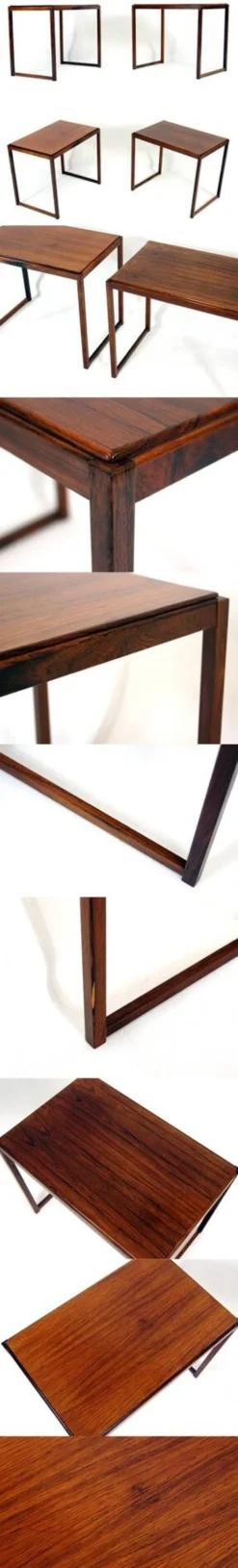 Paire de tables de chevet rétro vintage en palissandre danois des années 70