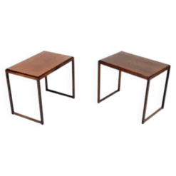 Paire de tables de chevet rétro vintage en palissandre danois des années 70