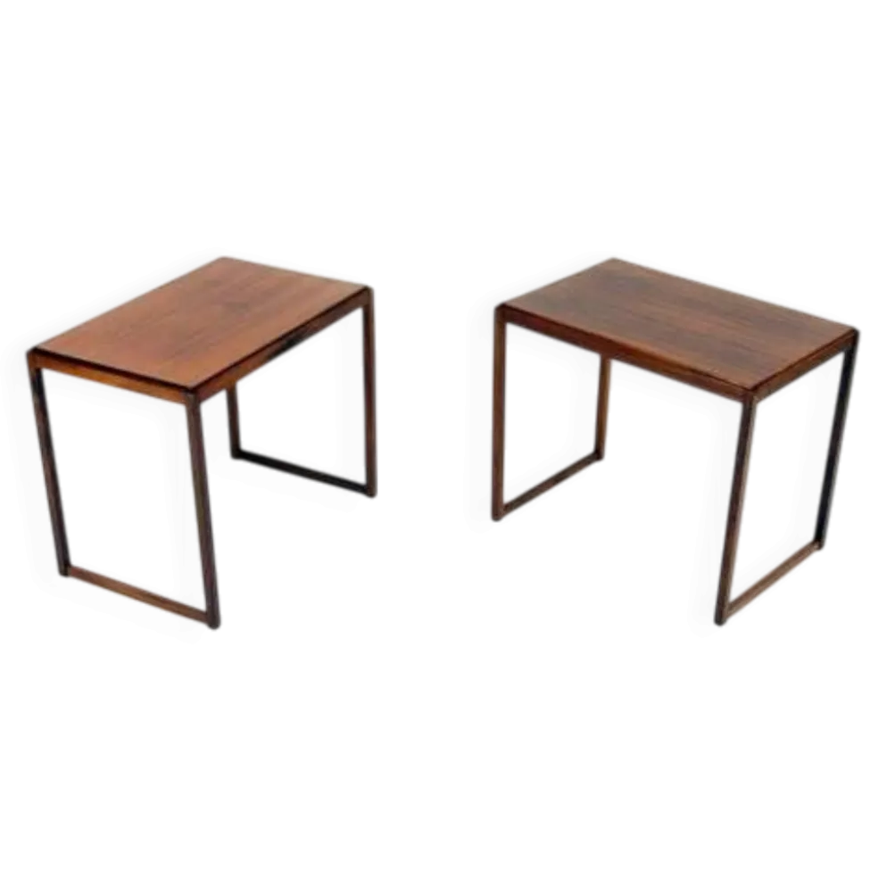 Paire de tables de chevet rétro vintage en palissandre danois des années 70