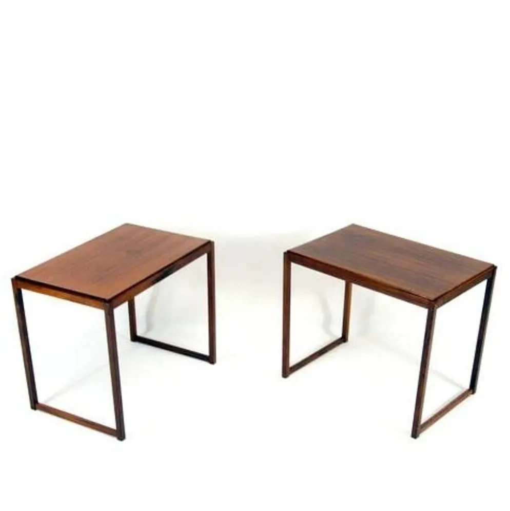Paire de tables de chevet rétro vintage en palissandre danois des années 70