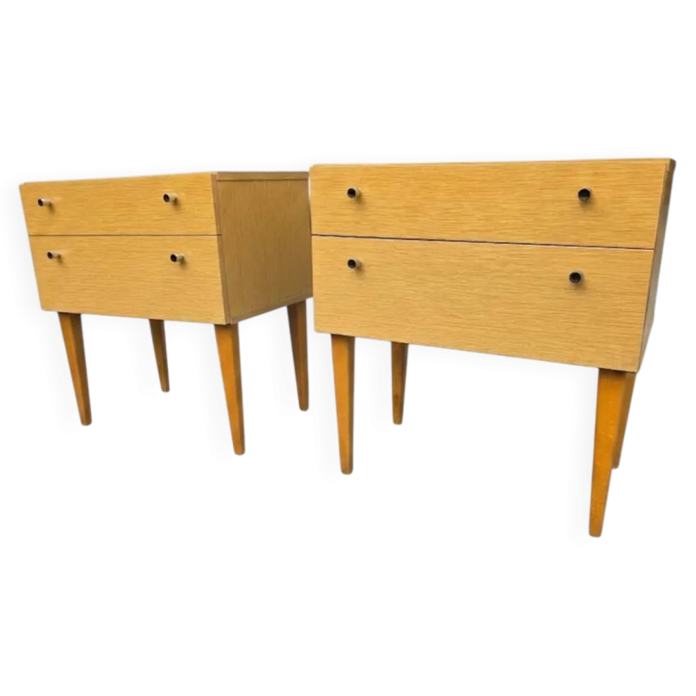 Paire de tables de chevet scandinaves en chêne des années 60