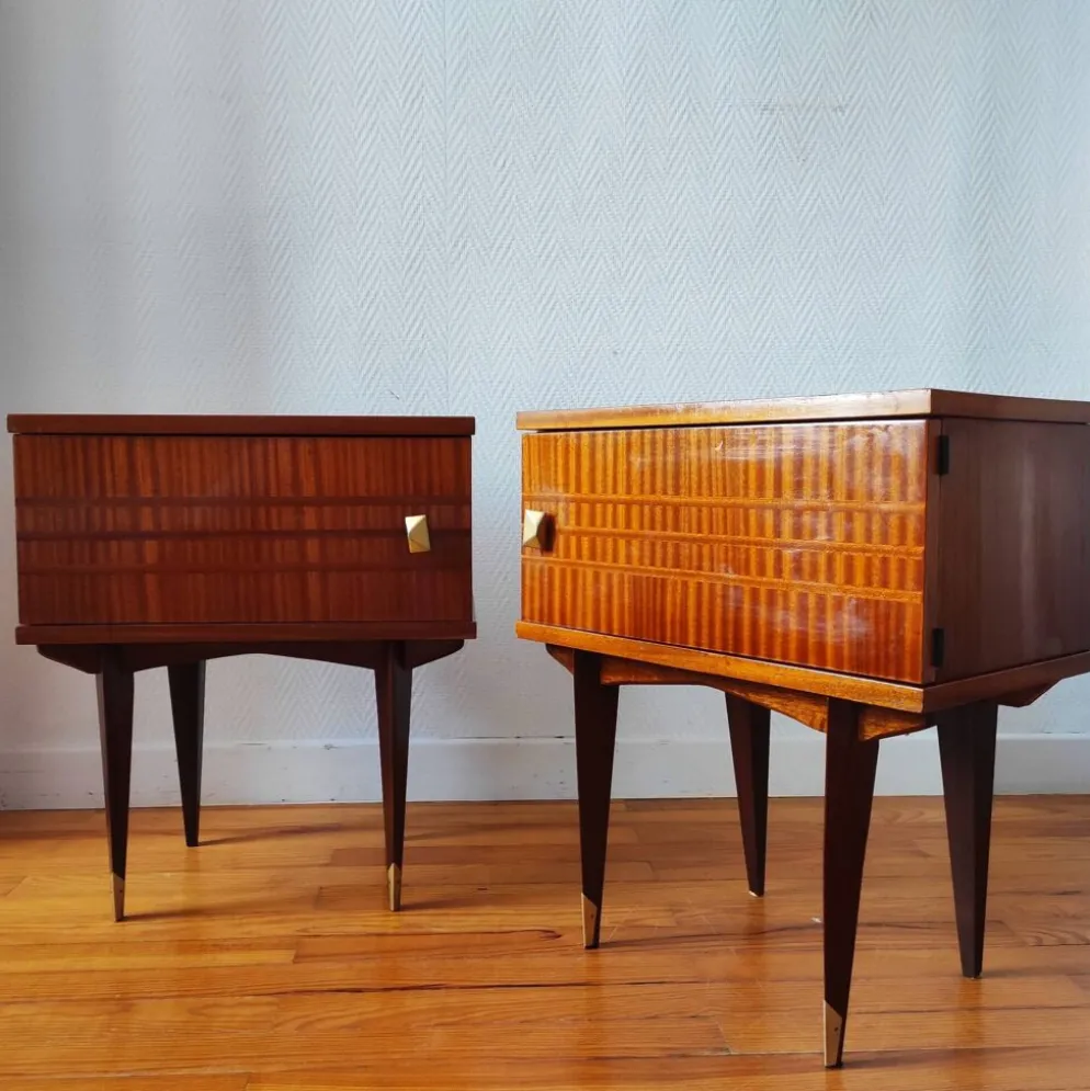 Paire de tables de chevet scandinaves, années 50-60
