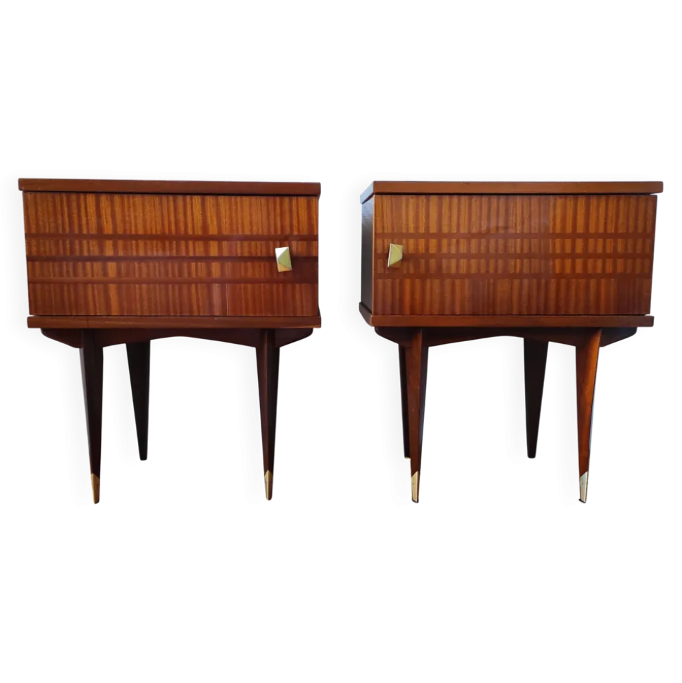 Paire de tables de chevet scandinaves, années 50-60