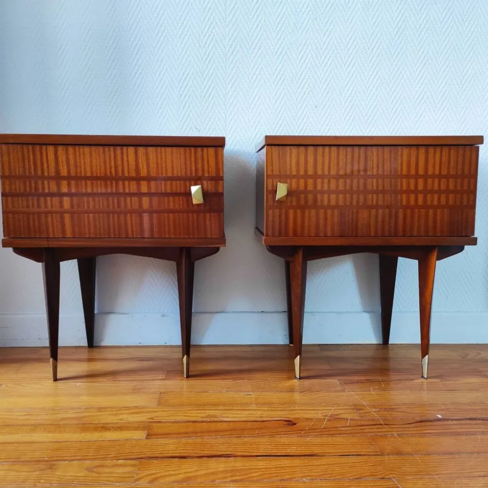 Paire de tables de chevet scandinaves, années 50-60