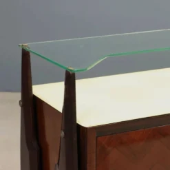 Paire de tables de chevet vintage en hêtre et verre, design Italie, années 1960