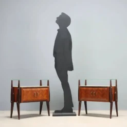 Paire de tables de chevet vintage en hêtre et verre, design Italie, années 1960