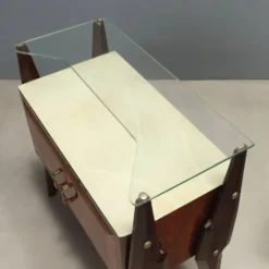 Paire de tables de chevet vintage en hêtre et verre, design Italie, années 1960