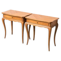 Paire de tables de chevet vintage en bois, de style moderniste des années 1950