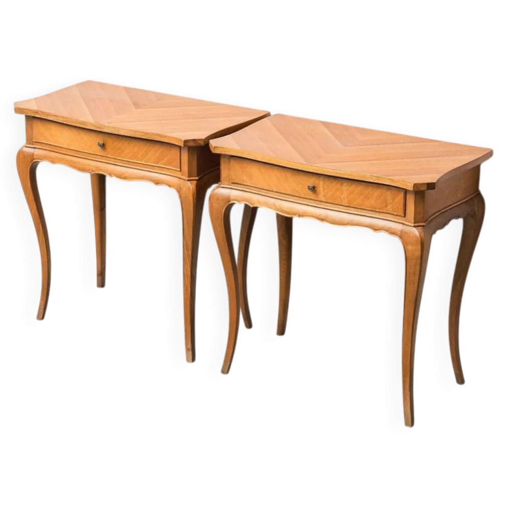 Paire de tables de chevet vintage en bois, de style moderniste des années 1950