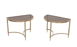 paire de tables demi-lune en laiton Maison Jansen France années 1970