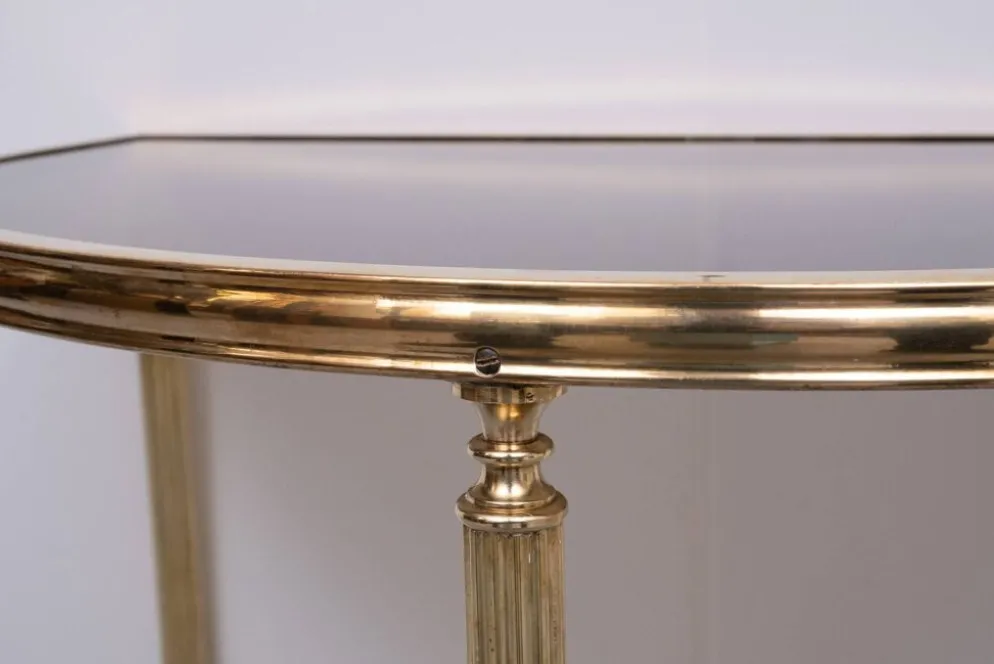 paire de tables demi-lune en laiton Maison Jansen France années 1970