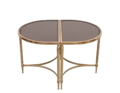 paire de tables demi-lune en laiton Maison Jansen France années 1970