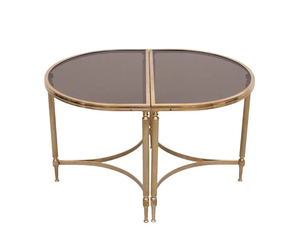 paire de tables demi-lune en laiton Maison Jansen France années 1970