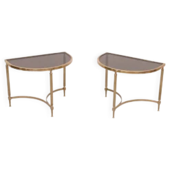 paire de tables demi-lune en laiton Maison Jansen France années 1970