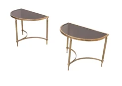 paire de tables demi-lune en laiton Maison Jansen France années 1970