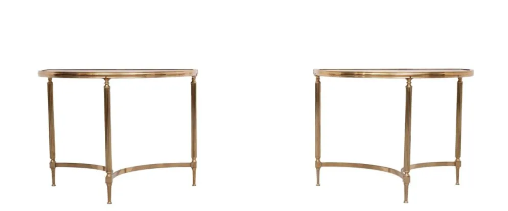 paire de tables demi-lune en laiton Maison Jansen France années 1970