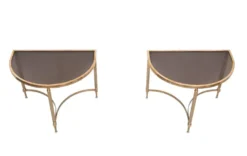 paire de tables demi-lune en laiton Maison Jansen France années 1970