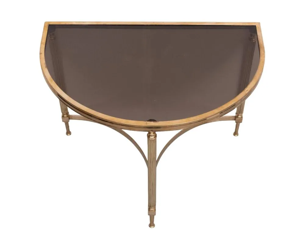 paire de tables demi-lune en laiton Maison Jansen France années 1970