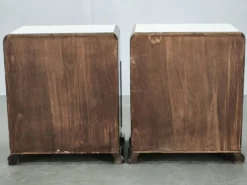 Paire de tables de nuit en noyer Art Déco, Tchécoslovaquie, années 1930