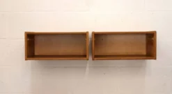 Paire de tables de nuit flottantes vintage en chêne design danois années 1970 scandinave