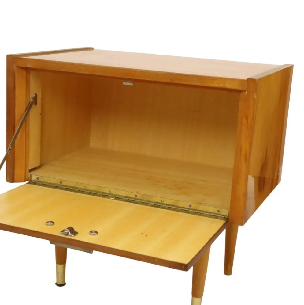 Paire de tables de nuit vintage rockabilly en bois clair
