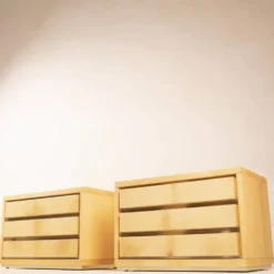 Paire de tables de nuit vintage en parchemin par Aldo Tura, années 1960.